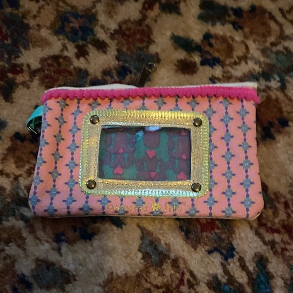 Floral Canvas Pouch with Pink Trim - Picture 2 of 2